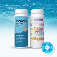 Kit Uji Air Kolam Renang & Spa 5 in 1 Terlaris, Tes Cepat untuk Klorin, pH, TA, Keras, CYA, OEM Label Pribadi