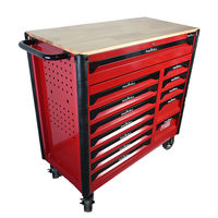 Chariot de rangement à outils robuste à 13 tiroirs en acier laminé à froid avec plan de travail en bois, personnalisable OEM/OBM PHIXWELL