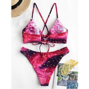 Micro-soutien-gorge personnalisé 2 pièces, antibactérien, séchage rapide, grande taille, bikini avec imprimé floral réversible pour femmes - Product Image 3
