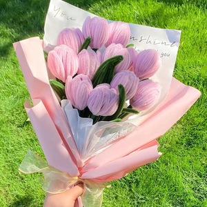 Kit de Création de Bouquet de Fleurs en Bâtonnets Torsadés DIY Tulip Bestie Gift, Fait Main, Réaliste, 5 Bulbes de Tulipes en Stock, Idéal pour la Saint-Valentin - Product Image 4