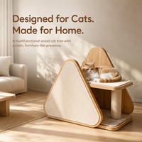 Tour pour chat moderne et minimaliste en bois massif et sisal, griffoir multifonctionnel avec coussin de repos doux