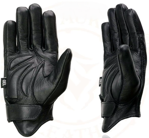 Guanti da <span class=keywords><strong>Moto</strong></span> da Uomo in Pelle Nera con Imbottitura in Gel sul Palmo, Polso Corto, Dita Intere, Antivento, per Corse, Copertura Completa del Pannello - Product Image 5