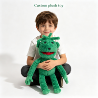 Poupée en peluche monstre vert moelleux au design populaire, poupées monstres en peluche personnalisées, poupée en peluche monstre de dessin animé