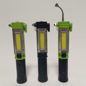 Lampe de travail multifonctionnelle COB avec aimant Marteau de sécurité étanche pour réparation automobile Lampe de poche d'urgence à LED Cutter télescopique - Product Image 1