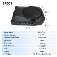 Subwoofer Mobil di Bawah Jok 10 Inch, Subwoofer Aktif Bertenaga, Kotak Bass Tipis di Bawah Jok untuk Peningkatan Sistem Audio Mobil