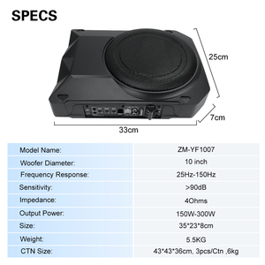 Subwoofer actif <span class=keywords><strong>de</strong></span> 10 pouces pour sous le siège <span class=keywords><strong>de</strong></span> voiture, caisson <span class=keywords><strong>de</strong></span> basses fin pour améliorer le système audio <span class=keywords><strong>de</strong></span> la voiture - Product Image 2