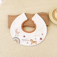 Baby Double-layer Combed Cotton Waterproof Bib Drool Towel Spit Newborn One-way Moisture Absorption 360-degree Rotation Cartoon