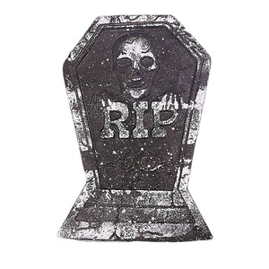 Décorations de pierres tombales en mousse pour Halloween, rectangulaires, pour extérieur, accessoires de décoration, design crâne noir et gris - Product Image 2