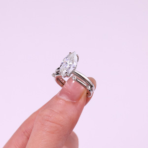 Anillo Apilable para <span class=keywords><strong>Mujer</strong></span> al por Mayor, Moissanita Brillante de 3CT, Diseño Antialérgico de Plata 925, Joyería Fina de Moda con Corte Marquesa, Regalo - Product Image 3