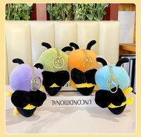 Porte-clés en peluche abeille Kawaii porte-clés en peluche animaux porte-clés poupée douce porte-clés sac pendentif pour filles femmes charme abeille Miniature