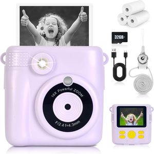 Appareil photo à impression instantanée de 2.4 pouces pour enfants avec papier et carte 32G-Jouets numériques pour enfants comme cadeaux d'anniversaire de Noël pour filles garçons - Product Image 1