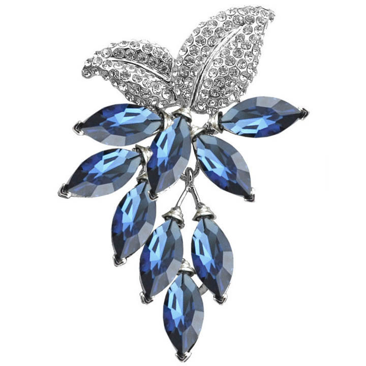 Big Crystal Flower Grape Brooch Pin – Large Rhinestone Brooch For Wedding, Dress, Coat & Corsage - View #10