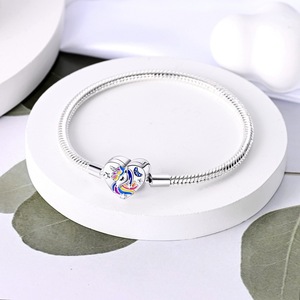 Pulsera con Dije de Corona Transfronteriza con Moissanita de Corte Corazón, Chapada en Plata de Ley 925, Unisex, Certificada GDTC - Product Image 4