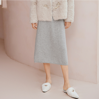 Robes décontractées Cachemire Tricot Carrière Modeste Femmes Dame Elégante Robe à Manches Longues Taille Serrée Robe Col en V Jupe trapèze