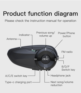 <span class=keywords><strong>EJEAS</strong></span>-auriculares <span class=keywords><strong>Q7</strong></span> para casco de motocicleta, intercomunicador inalámbrico con Bluetooth 5,0, hasta 7 conductores, a prueba de agua - Product Image 3