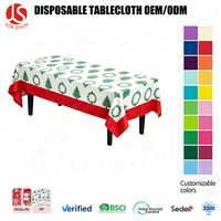 Nappe de table rectangulaire en plastique PEVA jetable, écologique, moderne, imprimée sur mesure, motif renne rouge, imperméable