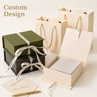 Caja de Regalo Rígida con Tapa Abatible y Lazo de Cinta Multicolor, Bolsa de Regalo de Papel a Juego, Empaque de Regalo Premium Resistente