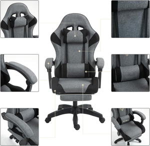 Silla Gamer Económica Giratoria de <span class=keywords><strong>Tela</strong></span> de Lino Resistente para el Hogar, Silla de Oficina Reclinable con Respaldo Alto y Altura Ajustable - Product Image 2