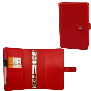 Modernqiu Wholesale Custom Planner Binder Notebook A6 Ring Binder Budget Pu Leather Binder Clip Notebook Planner Organizer