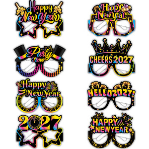 Lunettes en carton noires amusantes et tendance (8 pièces) pour le Nouvel An 2026 – Idéales pour les soirées du réveillon du Nouvel An - Product Image 6