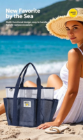 Bolso de Playa de Malla de Poliéster de Moda, Gran Capacidad, Doble Capa, Almacenamiento Dividido, Multiusos, Uso Diario, Cross-Country