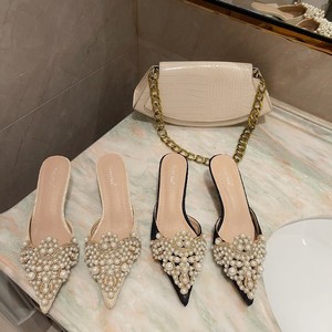 Sandalias de Perlas para Mujer, Verano 2025, Zapatos de Tacón Alto y Fino, Elegantes para Fiesta u Oficina - Product Image 1
