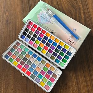 Palette de peinture <span class=keywords><strong>aquarelle</strong></span> solide carrée 8 couleurs, ensemble de pigments portable en plastique noir sous blister pour le <span class=keywords><strong>dessin</strong></span> de paysages et les croquis - Product Image 3
