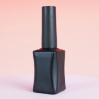 Bouteille en verre carrée ronde vide de 12ml 15ml pour vernis à ongles conteneur de gel UV noir mat personnalisé bouteille de vernis à ongles avec brosse à capuchon