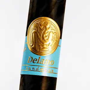 Custom Printing Gepersonaliseerde Niet-Lijm Papier Sigaar Band Ring Label Hot Stempel 24K Goud Folie Reliëf Sigarenbanden