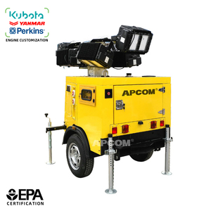 Promotion : Générateur diesel Perkins 9 kW télescopique mobile de 7 m et tour d'éclairage à halogénures métalliques de 500 W pour l'entretien routier extérieur - Product Image 1