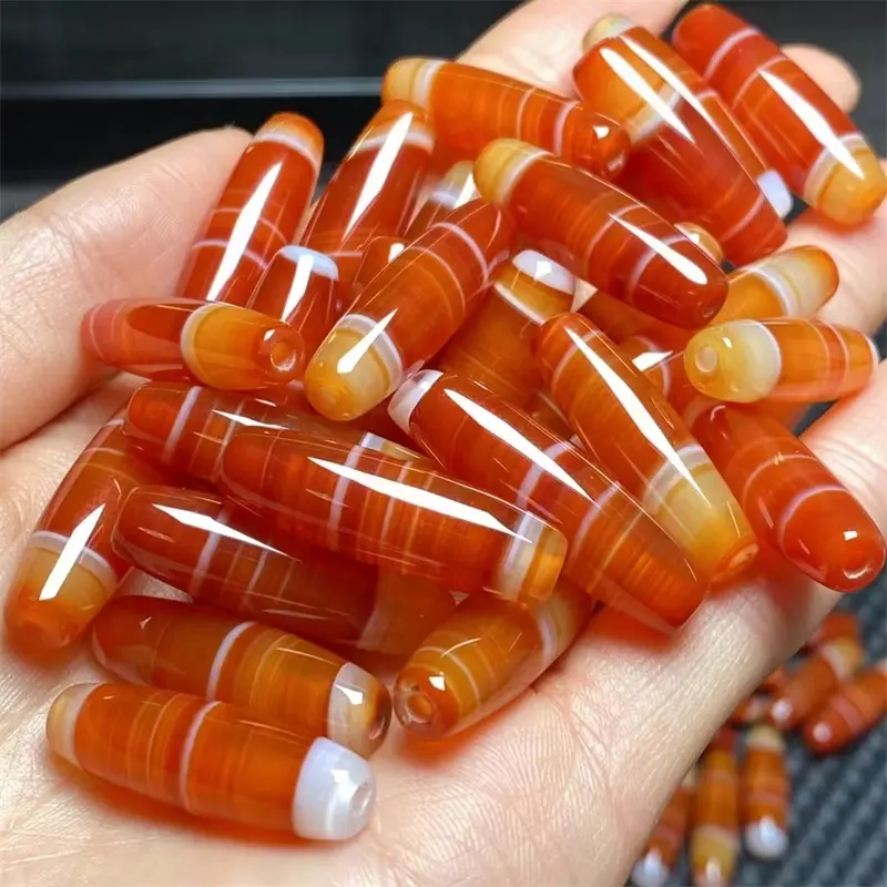 Finely Polished Pendant With 30x9.5mm Bulk Wholesale DIY Random Color A Goods Natural Long Strip Tibetan Agate Jewelry Beads