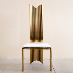 Silla de Comedor de Respaldo Alto Luckygoods JJ260013, Metal Dorado, Asiento de Cuero PU Blanco de Lujo <span class=keywords><strong>para</strong></span> Hogar, Cocina, Comedor - Product Image 1