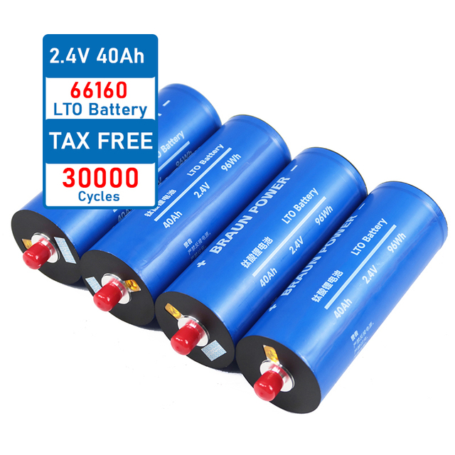 30000 Cycle Life Grade a Cylindrical Solar Storage 66160 45ah 2.4v 2.3v 40ah 93wh Lto Lithium Titanate Batteries Cell