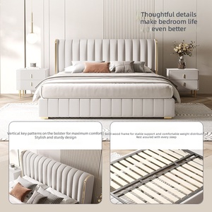 Cama <span class=keywords><strong>de</strong></span> <span class=keywords><strong>tela</strong></span> Dongxiong moderna y sencilla con estructura <span class=keywords><strong>de</strong></span> madera <span class=keywords><strong>de</strong></span> pino, almacenamiento, ecológica, tecnología italiana <span class=keywords><strong>de</strong></span> lujo ligero, tamaño King <span class=keywords><strong>de</strong></span> 1.8m - Product Image 5