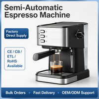 Máquina de Espresso Comercial Portátil de Aluminio de 20 Bares y Dos Grupos para Uso en Exteriores y Autocaravanas, Compatible con la UE, Semiautomática