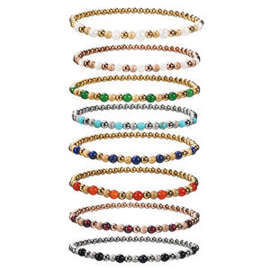 <span class=keywords><strong>Linsa</strong></span> Fashion 18K chapado en oro elasticidad ajustable 4mm pulsera con cuentas nuevo accesorio hecho de acero inoxidable que no se desvanece - Product Image 1