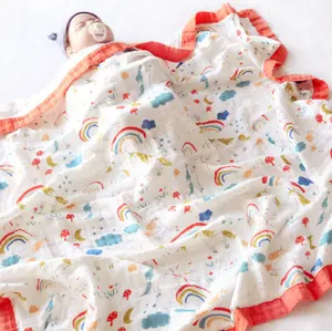 Wholesale Super comfortable soft for newborn baby Bamboo Cotton baby Blanket keep cool at summer day