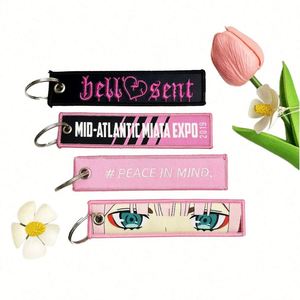 Wholesale Custom Logo Embroidery Key Tags Jet Tags Design for Keychains/Keyring Customizable Fabric Keychains - Product Image 1