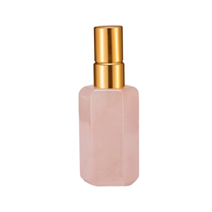 Bouteille de parfum rechargeable en quartz rose hexagonale en cristal de guérison unique Bouteille de vaporisateur d'huile essentielle vide en quartz rose pour femmes - Product Image 1