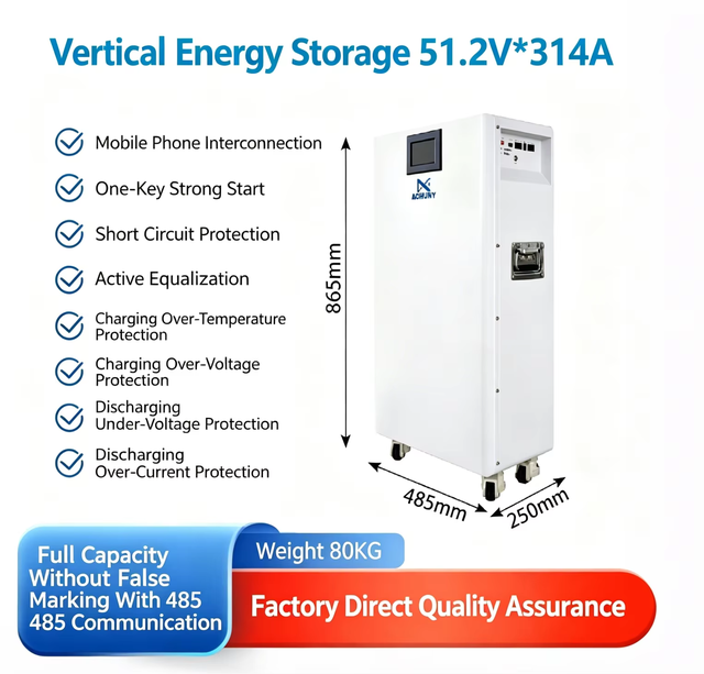 16kWh Large Capacity Lithium Battery Solar Energy Backup Power for Home Emergency Floor Standing Home Energy Storage System
