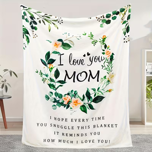 Coperta Personalizzata per Mamma, Stampa Ghirlanda Floreale 'Ti Amo Mamma', Morbido Plaid in Flanella, Regalo per la Mamma, OEM ODM, Dimensioni e Design Personalizzabili - Product Image 2