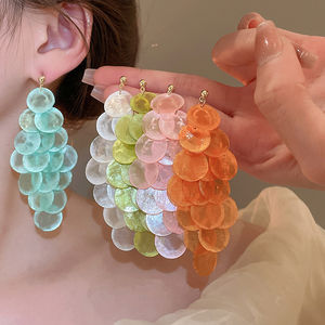 Pendientes artesanales naturales <span class=keywords><strong>de</strong></span> moda para mujer, discos <span class=keywords><strong>de</strong></span> concha <span class=keywords><strong>de</strong></span> Capiz, racimo <span class=keywords><strong>de</strong></span> <span class=keywords><strong>uva</strong></span>, gancho <span class=keywords><strong>de</strong></span> borla colgante, encanto <span class=keywords><strong>de</strong></span> concha marina, joyería <span class=keywords><strong>de</strong></span> perlas para madre - Product Image 3