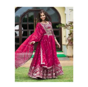 Vente en gros exclusive de Georgette Lehenga Choli Fourniture d'usine de style indien et pakistanais pour la collection de vêtements de festival et de fête - Product Image 1