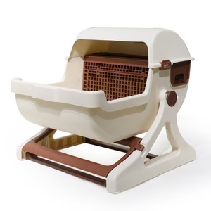 Caja de arena para gatos de lujo con tapa abierta, productos de plástico de limpieza profunda de gran tamaño, sin necesidad de arena, inodoro para gatos - Product Image 6