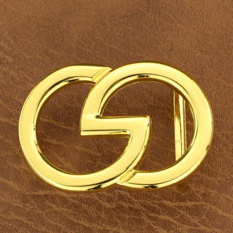 High Quality Metal Belt Buckle Back Fashion Round Letter Gold Belt Buckle