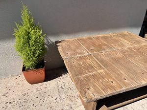 Table basse moderne simple à deux coussins Finition marron chaude Meubles de salon en bois massif pour la maison et la décoration du couloir - Product Image 6