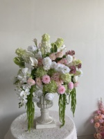 Arrangement floral de luxe pour mariage, fleurs artificielles en soie, hydrangea vert rose, dahlia, centre de table pour la décoration d'événements et de fêtes