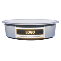 Console de diffusion pour studios de télévision et radio : Table de travail incurvée à LED au design moderne pour présentateurs de nouvelles