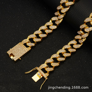 Hip Hop Gold Bling Pet Sphynx Cat Necklace Wholesale Rhinestone <b>Dog</b> Cuban Chain <b>Collar</b> - Product Image 2