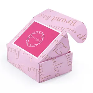 Contrôleur avec logo personnalisé, boîte de livraison en papier ondulé rose, pour emballage de chapeau, vente en gros